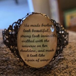 Inspirational Quote Filigree Cuff Bracelet